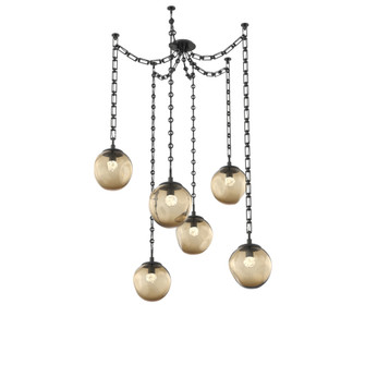 Aster Round 6pc Swag Multi-Pendant Chain (LED) (1289|SNB0066-06-MB-FB-CH3-L1)