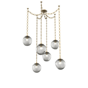 Aster Round 6pc Swag Multi-Pendant Chain (LED) (1289|SNB0066-06-GB-FS-CH1-L3)