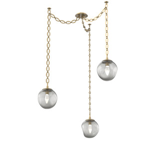 Aster Round 3pc Swag Multi-Pendant Chain (LED) (1289|SNB0066-03-GB-GS-CH2-L3)