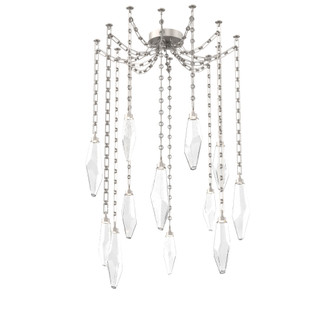 Rock Crystal Multi Light Pendant Multi Port Canopy Beige Silver (1289|SNB0050-12-BS-CC-CH3-L1)