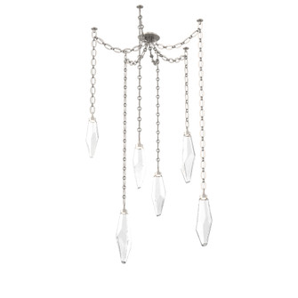 Rock Crystal Multi Light Pendant Multi Port Canopy Beige Silver (1289|SNB0050-06-BS-CC-CH2-L3)