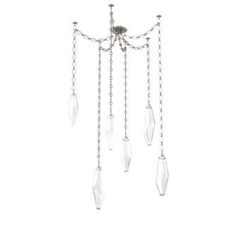 Rock Crystal Multi Light Pendant Multi Port Canopy Beige Silver (1289|SNB0050-06-BS-CC-CH1-L3)
