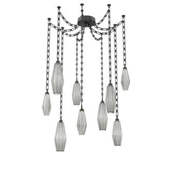 Aalto Round 9pc Swag Multi-Pendant Chain (1289|SNB0049-09-MB-RS-CH3-L3)