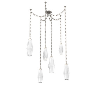 Aalto Round 6pc Swag Multi-Pendant Chain (1289|SNB0049-06-BS-RC-CH3-L3)