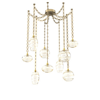 Misto Multi Light Pendant Multi Port Canopy Gilded Brass (1289|SNB0048-09-GB-OA-CH2-E2)