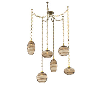 Misto Multi Light Pendant Multi Port Canopy Gilded Brass (1289|SNB0048-06-GB-OB-CH1-E2)
