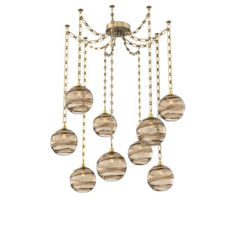Terra Multi Light Pendant Multi Port Canopy Gilded Brass (1289|SNB0047-09-GB-OB-CH3-E2)