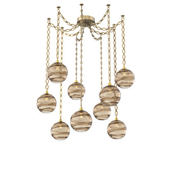 Terra Multi Light Pendant Multi Port Canopy Gilded Brass (1289|SNB0047-09-GB-OB-CH2-E2)