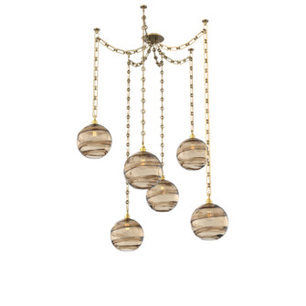 Terra Multi Light Pendant Multi Port Canopy Gilded Brass (1289|SNB0047-06-GB-OB-CH3-E2)