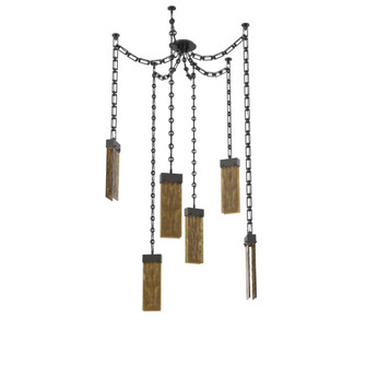 Parallel Round Chain 6pc Swag Multi-Pendant (1289|SNB0042-06-MB-BG-CH3-L3)