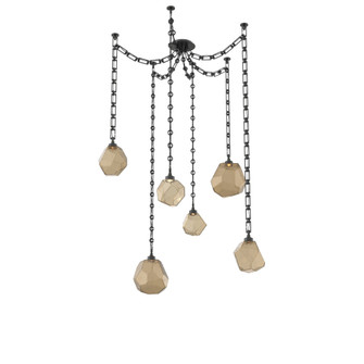 Gem Round Chain 6pc Swag Multi-Pendant (1289|SNB0039-06-MB-B-CH3-L1)