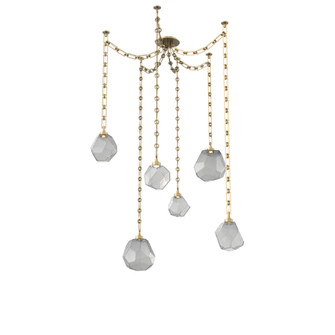 Gem Round Chain 6pc Swag Multi-Pendant (1289|SNB0039-06-GB-S-CH3-L3)