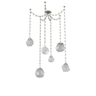 Gem Round Chain 6pc Swag Multi-Pendant (1289|SNB0039-06-BS-S-CH3-L1)