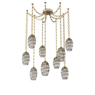 Ellisse Multi Light Pendant Multi Port Canopy Gilded Brass (1289|SNB0035-09-GB-OS-CH2-E2)