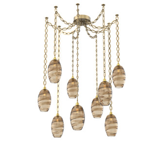 Ellisse Multi Light Pendant Multi Port Canopy Gilded Brass (1289|SNB0035-09-GB-OB-CH2-E2)