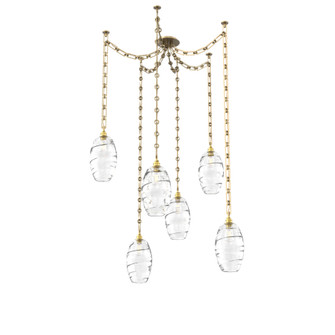 Ellisse Multi Light Pendant Multi Port Canopy Gilded Brass (1289|SNB0035-06-GB-OC-CH3-E2)