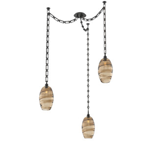 Ellisse Round 3pc Swag Multi-Pendant Chain (1289|SNB0035-03-MB-OB-CH3-E2)