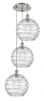 Athens Deco Swirl - 3 Light - 19 inch - Brushed Satin Nickel - Cord hung - Multi Pendant (3442|113B-3P-SN-G1213-12CL)