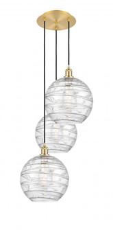 Athens Deco Swirl - 3 Light - 19 inch - Satin Gold - Cord hung - Multi Pendant (3442|113B-3P-SG-G1213-12CL)