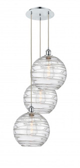 Athens Deco Swirl - 3 Light - 19 inch - Polished Chrome - Cord hung - Multi Pendant (3442|113B-3P-PC-G1213-12CL)
