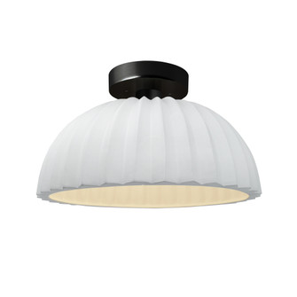 Pleated Dome Semi-Flush (254|CER-6623-WHT-MBLK-LED1-700)