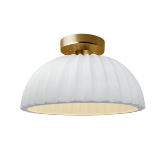 Pleated Dome Semi-Flush (254|CER-6623-WHT-BRSS-LED1-700)
