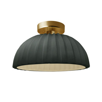Pleated Dome Semi-Flush (254|CER-6623-PWGN-BRSS-LED1-700)
