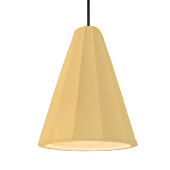 Tall Fluted 1-Light Pendant (254|CER-6607-MYLW-MBLK-RIGID-LED1-700)