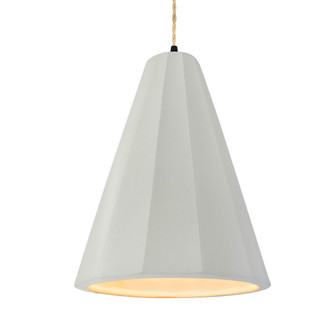 Tall Fluted 1-Light Pendant (254|CER-6607-MAT-MBLK-BEIG-TWST)