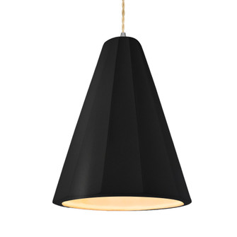 Tall Fluted 1-Light Pendant (254|CER-6607-CRB-NCKL-BEIG-TWST)