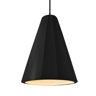 Tall Fluted 1-Light Pendant (254|CER-6607-CRB-MBLK-BKCD-LED1-700)
