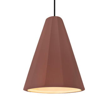 Tall Fluted 1-Light Pendant (254|CER-6607-CLAY-MBLK-BKCD-LED1-700)