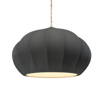 Oval Fluted 1-Light Pendant (254|CER-6605-GRY-NCKL-BEIG-TWST-LED1-700)