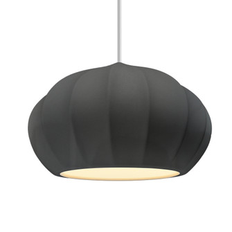 Oval Fluted 1-Light Pendant (254|CER-6605-GRY-MBLK-WTCD-LED1-700)