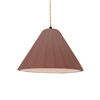Short Fluted 1-Light Pendant (254|CER-6600-CLAY-MBLK-BEIG-TWST-LED1-700)
