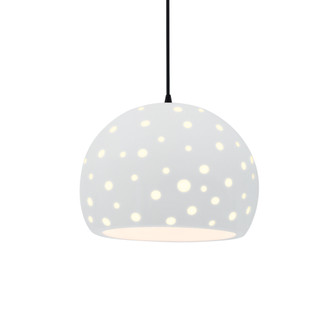 Perforated Large Globe 1-Light Pendant (254|CER-6585-WHT-MBLK-BKCD-LED1-700)