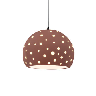 Perforated Large Globe 1-Light Pendant (254|CER-6585-CLAY-MBLK-BKCD-LED1-700)