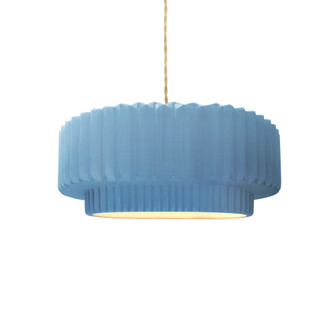 Small Tier Pleated 1-Light Pendant (254|CER-6550-SKBL-BRSS-BEIG-TWST-LED1-700)
