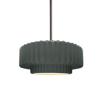 Small Tier Pleated 1-Light Pendant (254|CER-6550-PWGN-NCKL-RIGID-LED1-700)