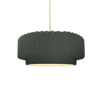 Small Tier Pleated 1-Light Pendant (254|CER-6550-PWGN-BRSS-BEIG-TWST)