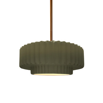 Small Tier Pleated 1-Light Pendant (254|CER-6550-MGRN-BRSS-RIGID)