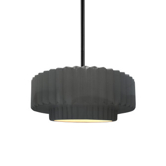 Small Tier Pleated 1-Light Pendant (254|CER-6550-GRY-MBLK-RIGID)