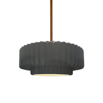 Small Tier Pleated 1-Light Pendant (254|CER-6550-GRY-BRSS-RIGID-LED1-700)