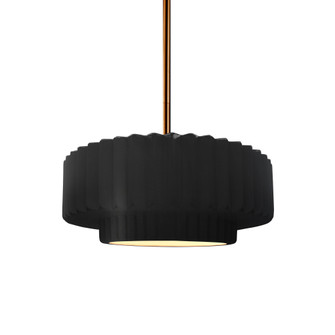 Small Tier Pleated 1-Light Pendant (254|CER-6550-CRB-BRSS-RIGID-LED1-700)