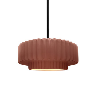 Small Tier Pleated 1-Light Pendant (254|CER-6550-CLAY-MBLK-RIGID)