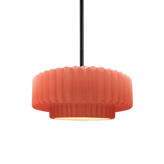 Small Tier Pleated 1-Light Pendant (254|CER-6550-BSH-MBLK-RIGID-LED1-700)
