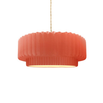 Small Tier Pleated 1-Light Pendant (254|CER-6550-BSH-BRSS-BEIG-TWST)
