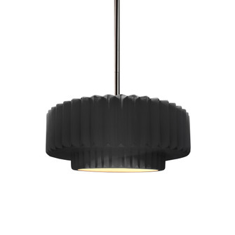 Small Tier Pleated 1-Light Pendant (254|CER-6550-BLK-NCKL-RIGID-LED1-700)