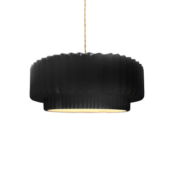 Small Tier Pleated 1-Light Pendant (254|CER-6550-BLK-BRSS-BEIG-TWST-LED1-700)