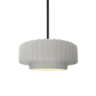 Small Tier Pleated 1-Light Pendant (254|CER-6550-BIS-MBLK-RIGID)